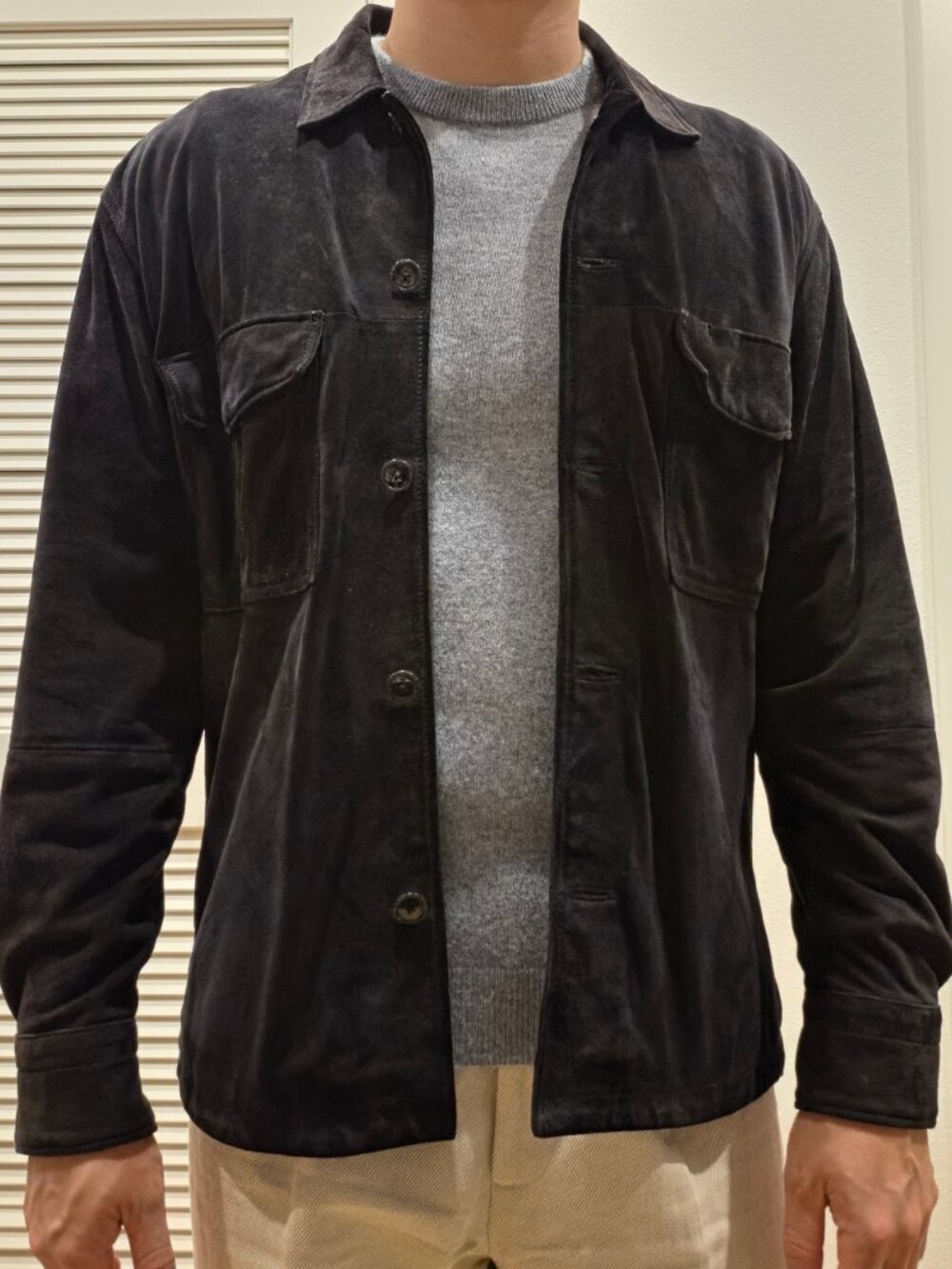 Mango Suede Shirt Jacket, Men's XS, Navy Blue